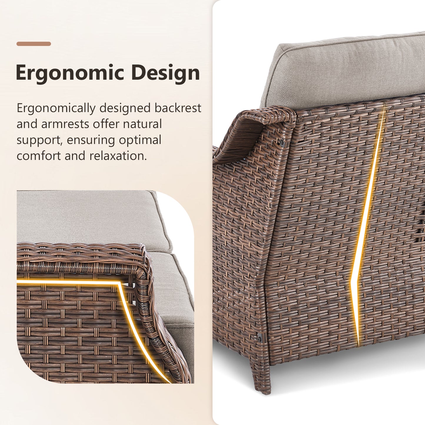 Luxury Wicker 3-Seat Sofa– High Back Design with 6" Premium Thick Cushions, Ovolo Series