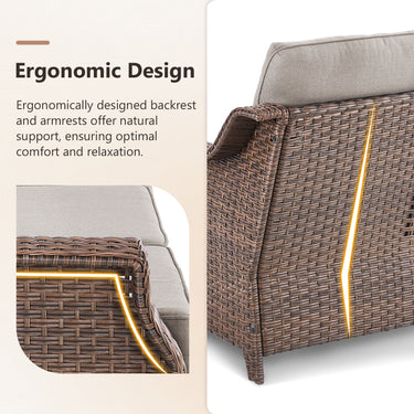 Luxury Wicker 3-Seat Sofa– High Back Design with 6" Premium Thick Cushions, Ovolo Series - Belord