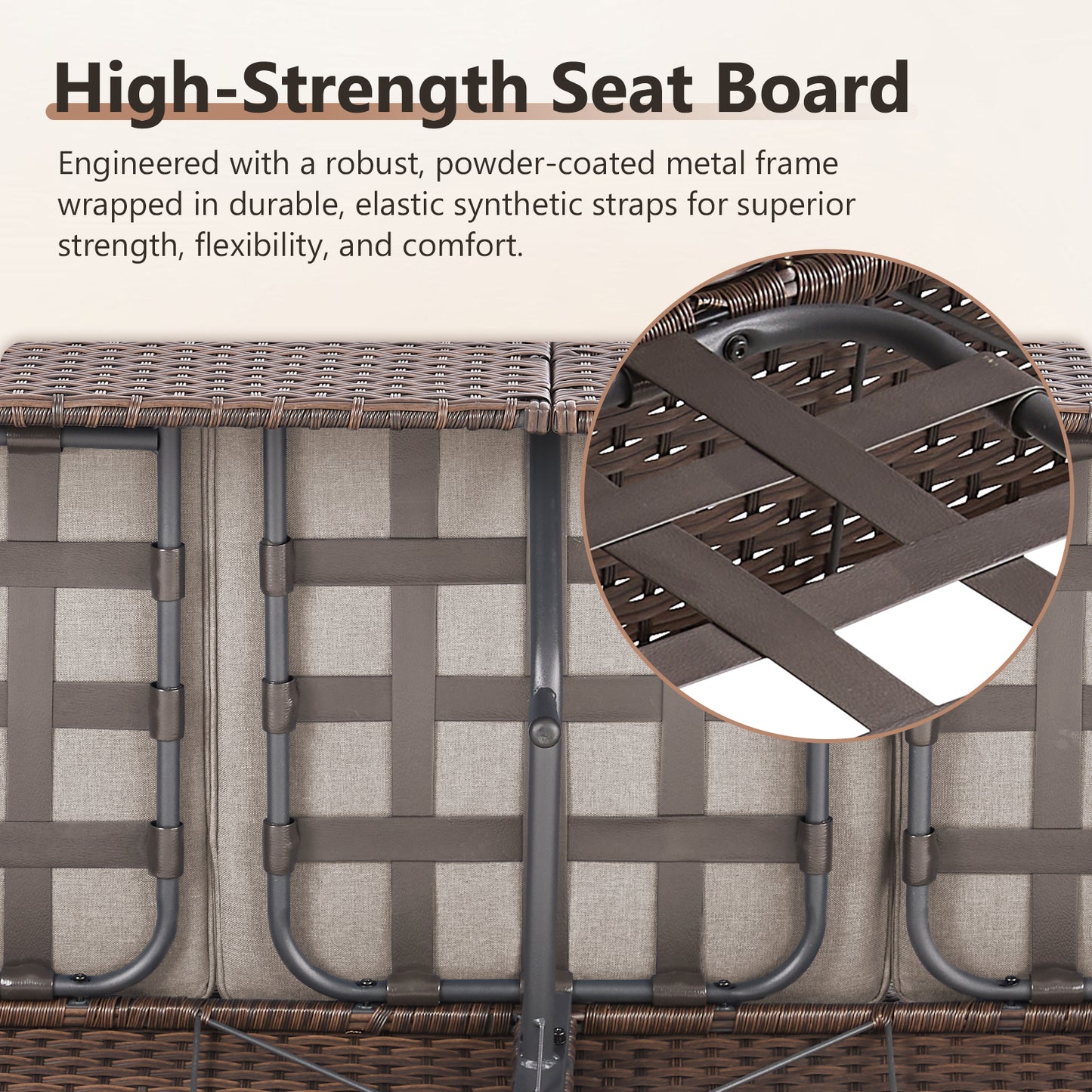 Luxury Wicker 3-Seat Sofa– High Back Design with 6" Premium Thick Cushions, Ovolo Series