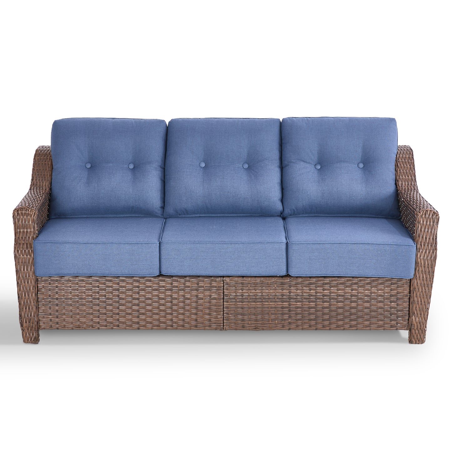 Luxury Wicker 3-Seat Sofa– High Back Design with 6" Premium Thick Cushions, Ovolo Series