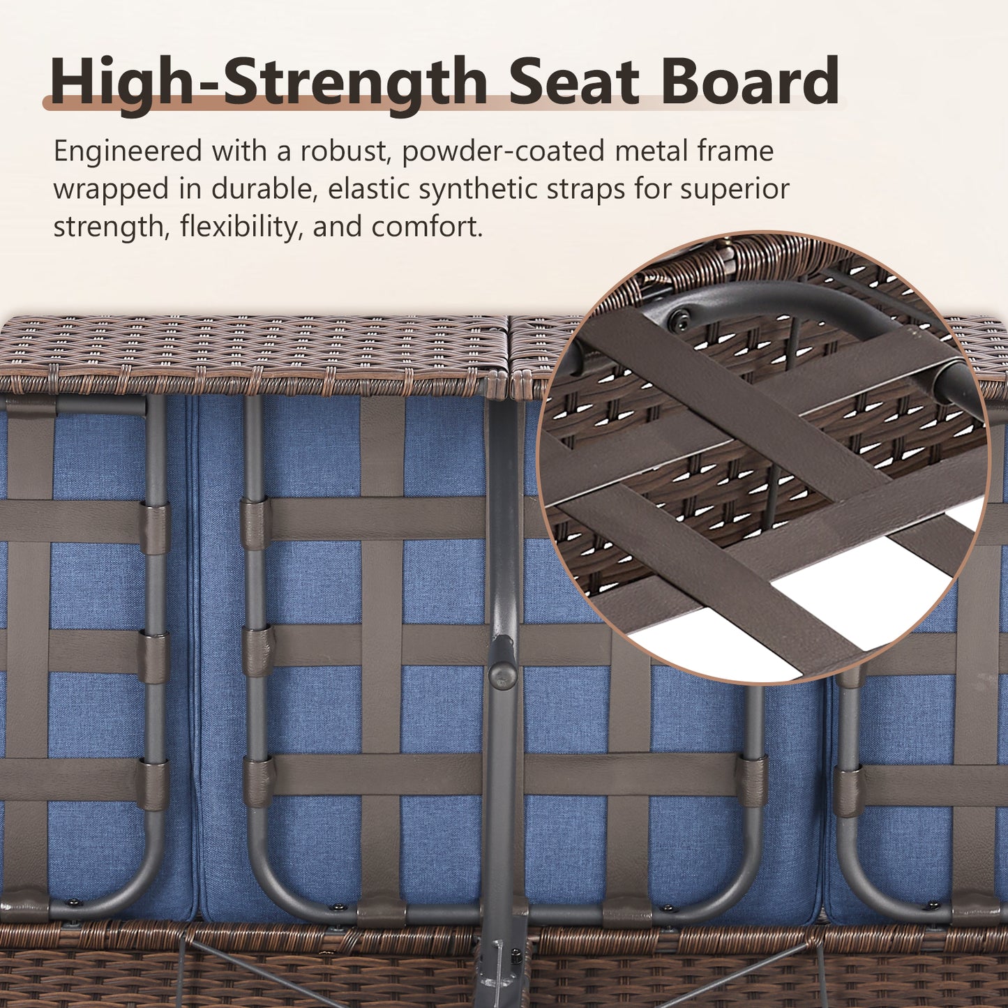 Luxury Wicker 3-Seat Sofa– High Back Design with 6" Premium Thick Cushions, Ovolo Series