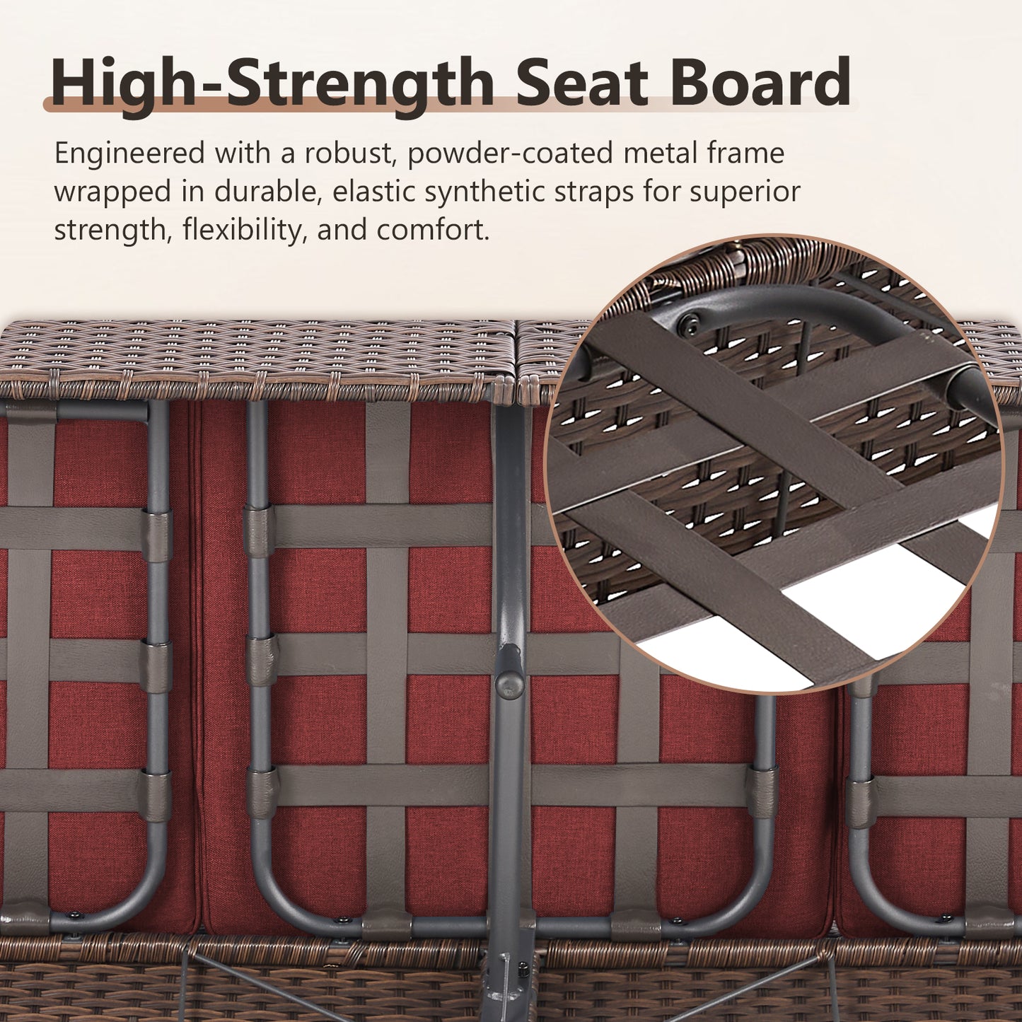 Luxury Wicker 3-Seat Sofa– High Back Design with 6" Premium Thick Cushions, Ovolo Series