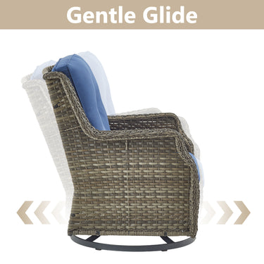 Save 50% - Luxury Wicker Swivel Patio Chairs Set of 3, NDC Series - Belord
