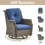 Save 50% - Luxury Wicker Swivel Patio Chairs Set of 3, NDC Series - Belord