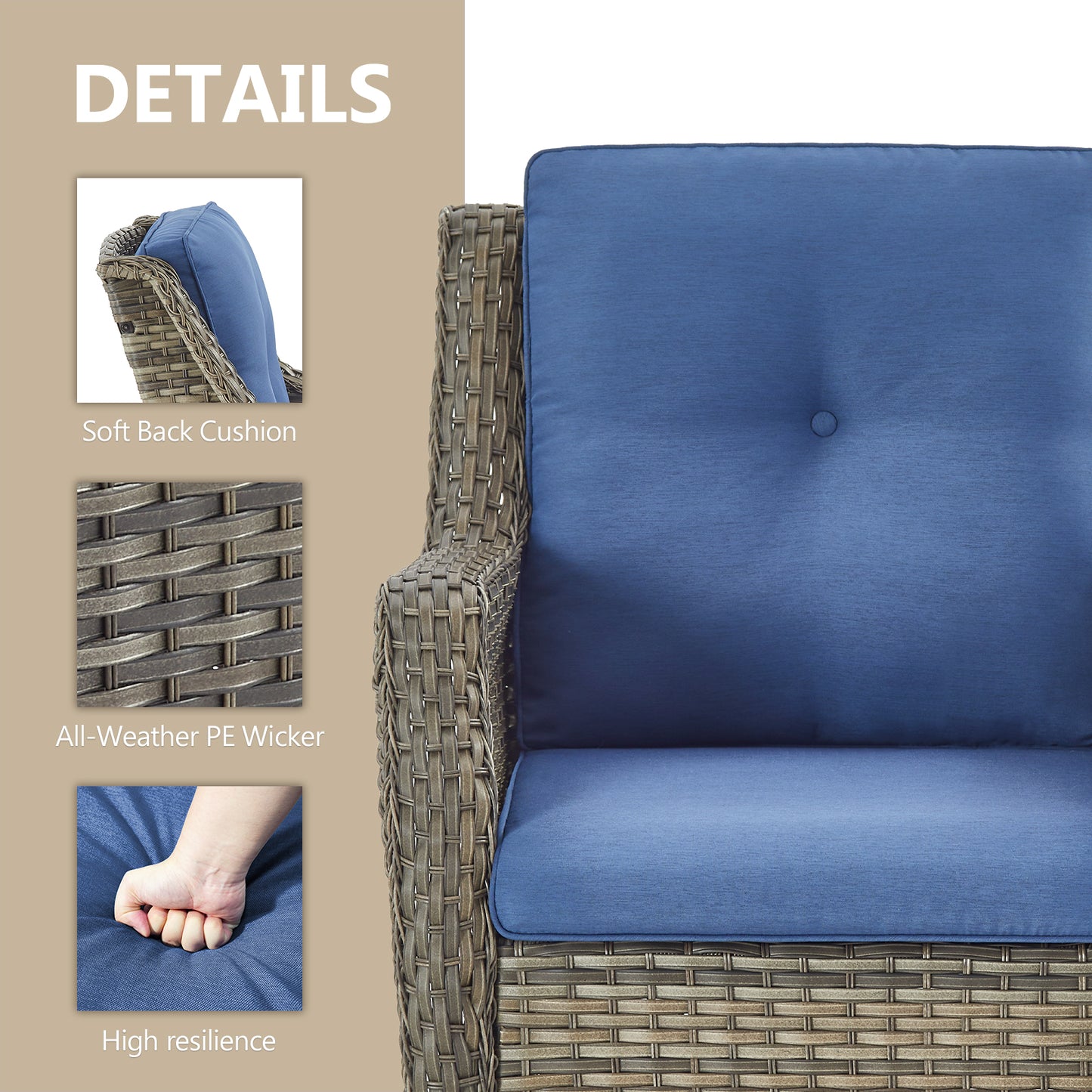 Save 40% - Luxury Wicker Swivel Patio Chairs Set of 3, NDC Series