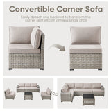 Belord 78-inch modular wicker patio sofa with three seats and plush cushions, part of the PAD Series.