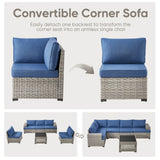 Belord 78-inch modular wicker patio sofa with three seats and plush cushions, part of the PAD Series outdoor furniture.