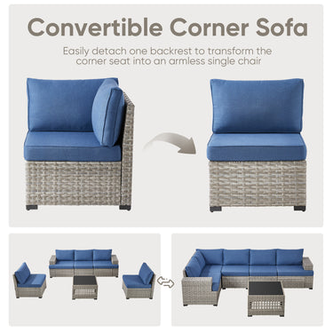 Belord 78-inch modular wicker patio sofa with three seats and plush cushions, part of the PAD Series outdoor furniture.