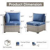 Belord 78-inch modular wicker patio sofa with three seats and plush cushions, part of the PAD Series for outdoor lounging.
