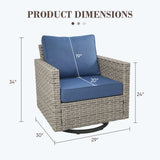 Set of two Belord oversized swivel patio chairs with high backrests and 4-inch cushions from the PAD Series.