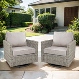 Pair of Belord oversized swivel rocker patio chairs with high backrests and 4-inch cushions from the PAD Series.