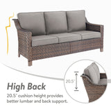 Belord 5-piece patio conversation set with sofa, swivel chairs, and ottomans, featuring gray cushions and sturdy outdoor frames.