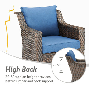 Belord 4-piece patio conversation set with swivel rockers and ottomans, featuring cushioned seats and a stylish outdoor design.