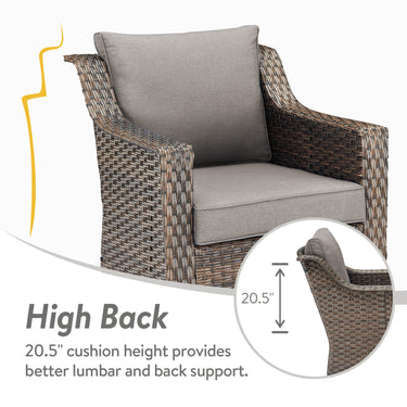 Belord 4-piece patio conversation set with swivel rockers and ottomans, featuring cushioned seats and a modern outdoor design.