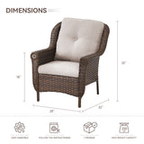 Set of 2 Belord high-back wicker patio chairs with floral armrest design, perfect for outdoor seating and garden decor.