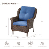 Set of 2 Belord high-back wicker patio chairs with floral armrest design, perfect for outdoor seating and garden decor.