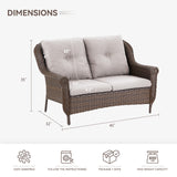 Belord wicker outdoor loveseat with high back and floral armrest design, ideal for patio lounging and outdoor decor.