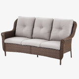 Belord 3-seat wicker outdoor patio sofa with high back and floral armrest, FL Series, featuring a cozy and stylish design.