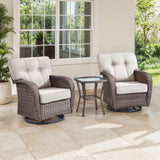 2-Piece Swivel Glider Set w/Side Table: Ergonomic T-Back Design, 5" Thick Seat Cushions – T Series - Belord