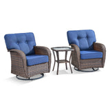 2-Piece Swivel Glider Set w/Side Table: Ergonomic T-Back Design, 5" Thick Seat Cushions – T Series - Belord