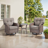 2-Piece Swivel Glider Set w/Side Table: Ergonomic T-Back Design, 5" Thick Seat Cushions – T Series - Belord