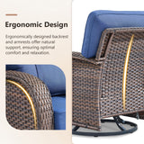 Swivel Patio Chairs (Set of 2) – Wide T-Back Design & 5" Thick Cushions, T Series - Belord