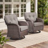 Swivel Patio Chairs (Set of 2) – Wide T-Back Design & 5" Thick Cushions, T Series - Belord