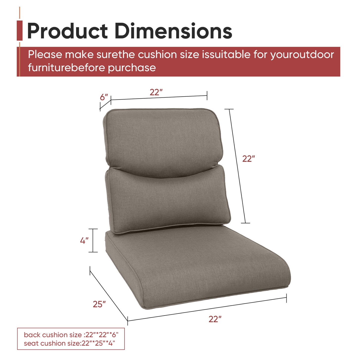 2 Set High Back and Deep Seating Outdoor Cushion