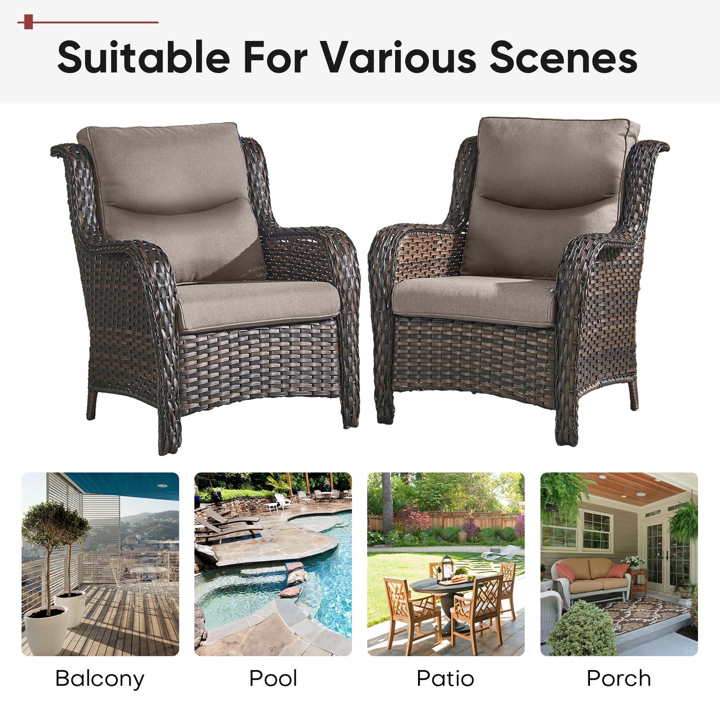 2 Set High Back and Deep Seating Outdoor Cushion