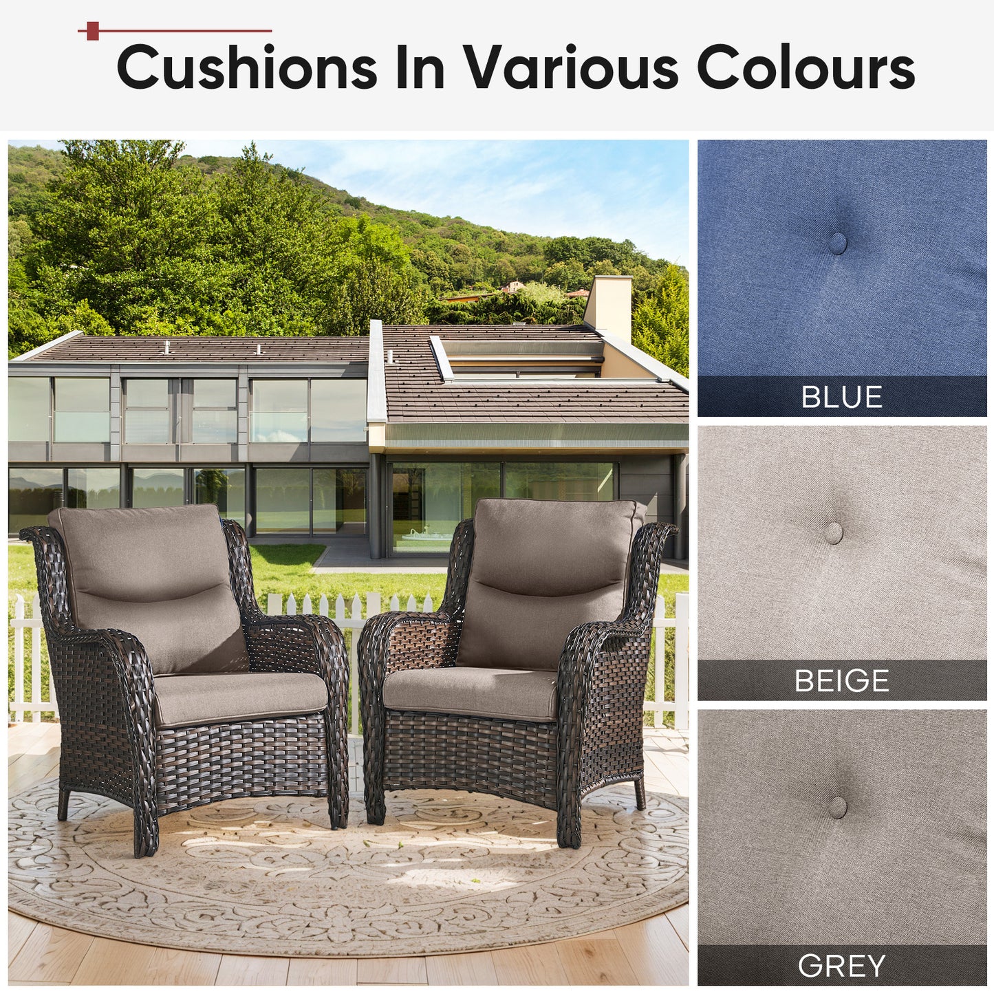 2 Set High Back and Deep Seating Outdoor Cushion