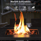Belord 30-inch round propane fire pit table with a hidden tank and 50,000 BTU for outdoor patio heating and ambiance.