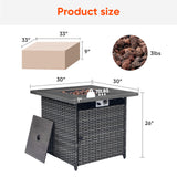 Belord 30-inch round propane fire pit table with hidden tank and 50,000 BTU, perfect for patio outdoor gatherings.