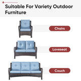 2 Set High Back and Deep Seating Outdoor Cushion with Button, 22'' x 24'' - Belord
