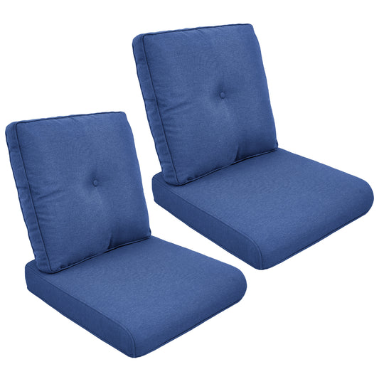 2 Set High Back and Deep Seating Outdoor Cushion with Button, 22'' x 24''