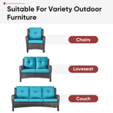 2 Set High Back and Deep Seating Outdoor Cushion with Button, 22'' x 24'' - Belord