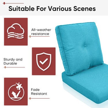 2 Set High Back and Deep Seating Outdoor Cushion with Button, 22'' x 24'' - Belord