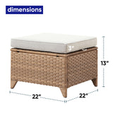 Belord 2-piece patio wicker ottoman set with side tables, part of the NTC Series, ideal for outdoor conversation areas.