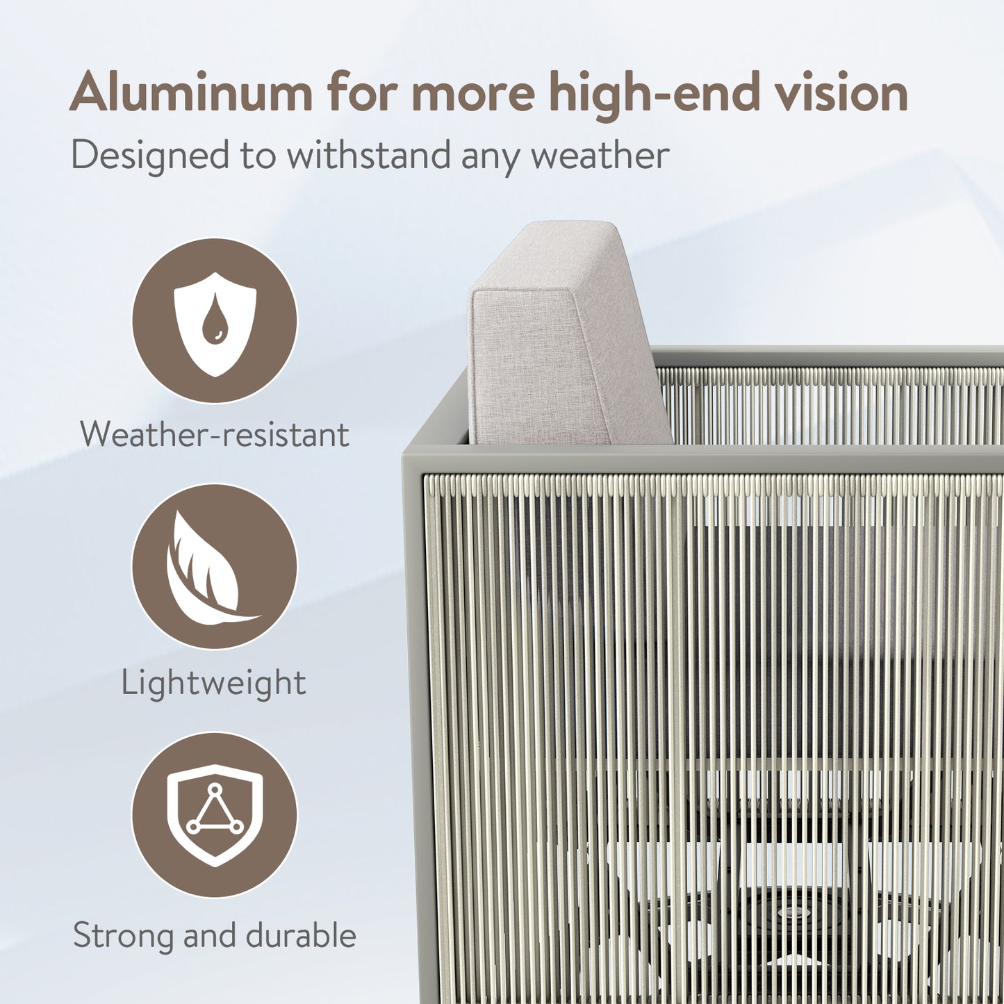 2-Piece Patio Chairs - Light Grey Wicker Frame, BM Series