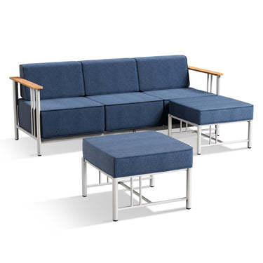 BINGLI Premium 3-Piece Patio Lounge Set - Sofa & 2 Ottomans - 10 Inch Thick Cushions with Commercial-Grade Weather Resistance - Belord