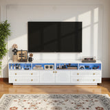 Save 50% - Belord High Gloss TV Stand w/ Storage, Fits 75" TV - Belord