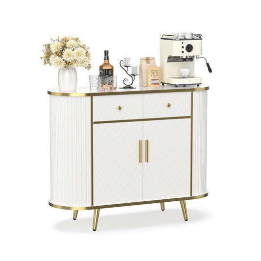 Save 50% - 43.3" Sideboard Buffet Cabinet with Drawers, Modern Coffee Bar Console Table with Storage, Gold Sealed Edge Accent for Living Room