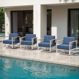 Outdoor Swivel Chair Set of 4 - 6" Thick Cushioned Patio Lounge Chairs, BINGLI - All-Weather Rotating Furniture for Deck & Garden - Belord