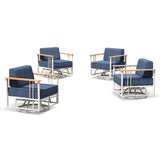 Outdoor Swivel Chair Set of 4 - 6" Thick Cushioned Patio Lounge Chairs, BINGLI - All-Weather Rotating Furniture for Deck & Garden - Belord