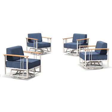 Outdoor Swivel Chair Set of 4 - 6" Thick Cushioned Patio Lounge Chairs, BINGLI - All-Weather Rotating Furniture for Deck & Garden - Belord