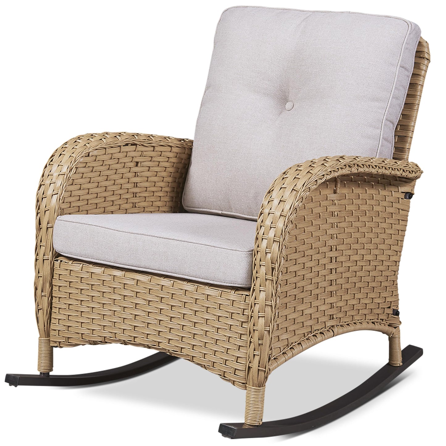 Patio Single PE Wicker Rocking Chair with Thick Cushions, NDS Series