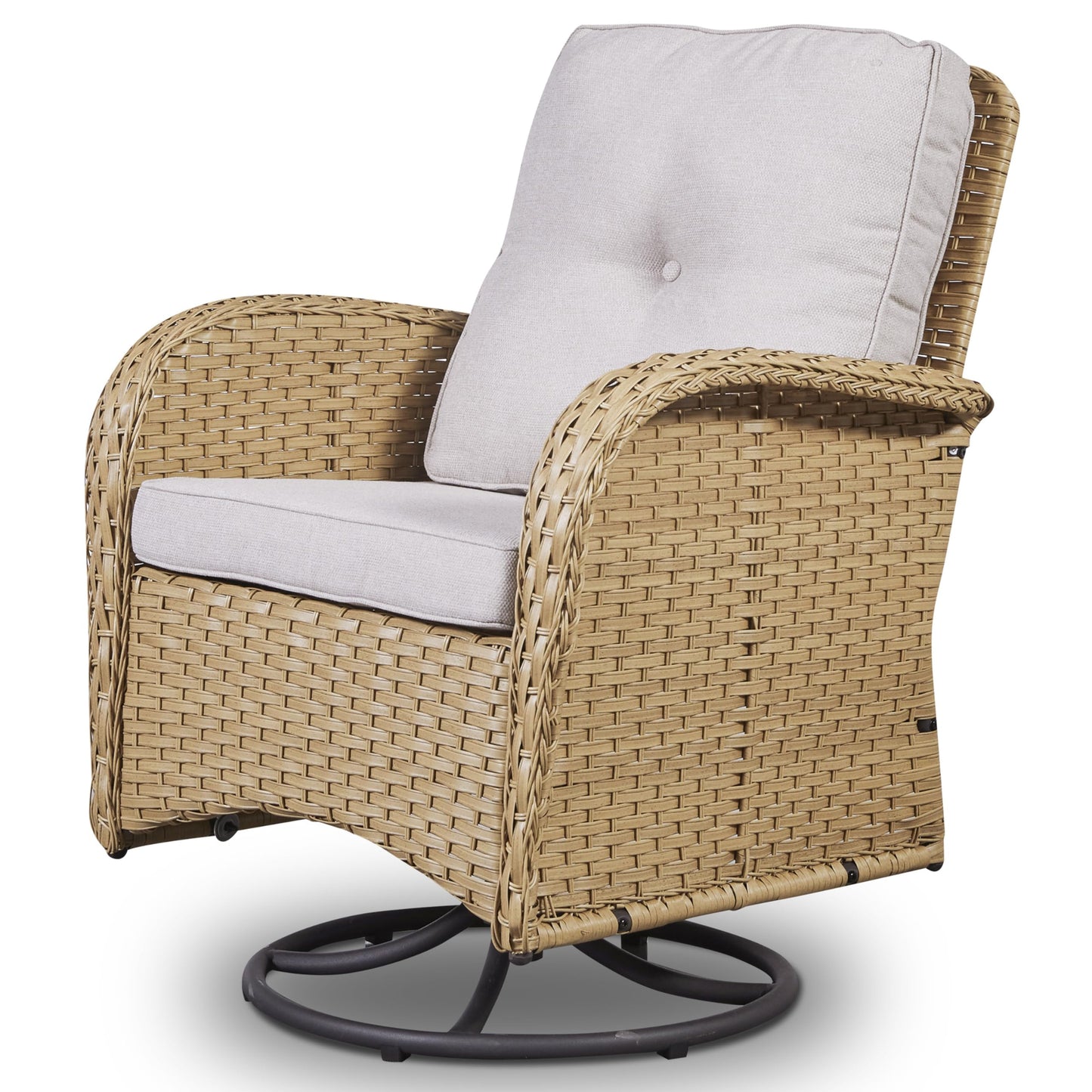 Patio Single PE Wicker Swivel Glider Chair with Thick Cushions, NDS Series
