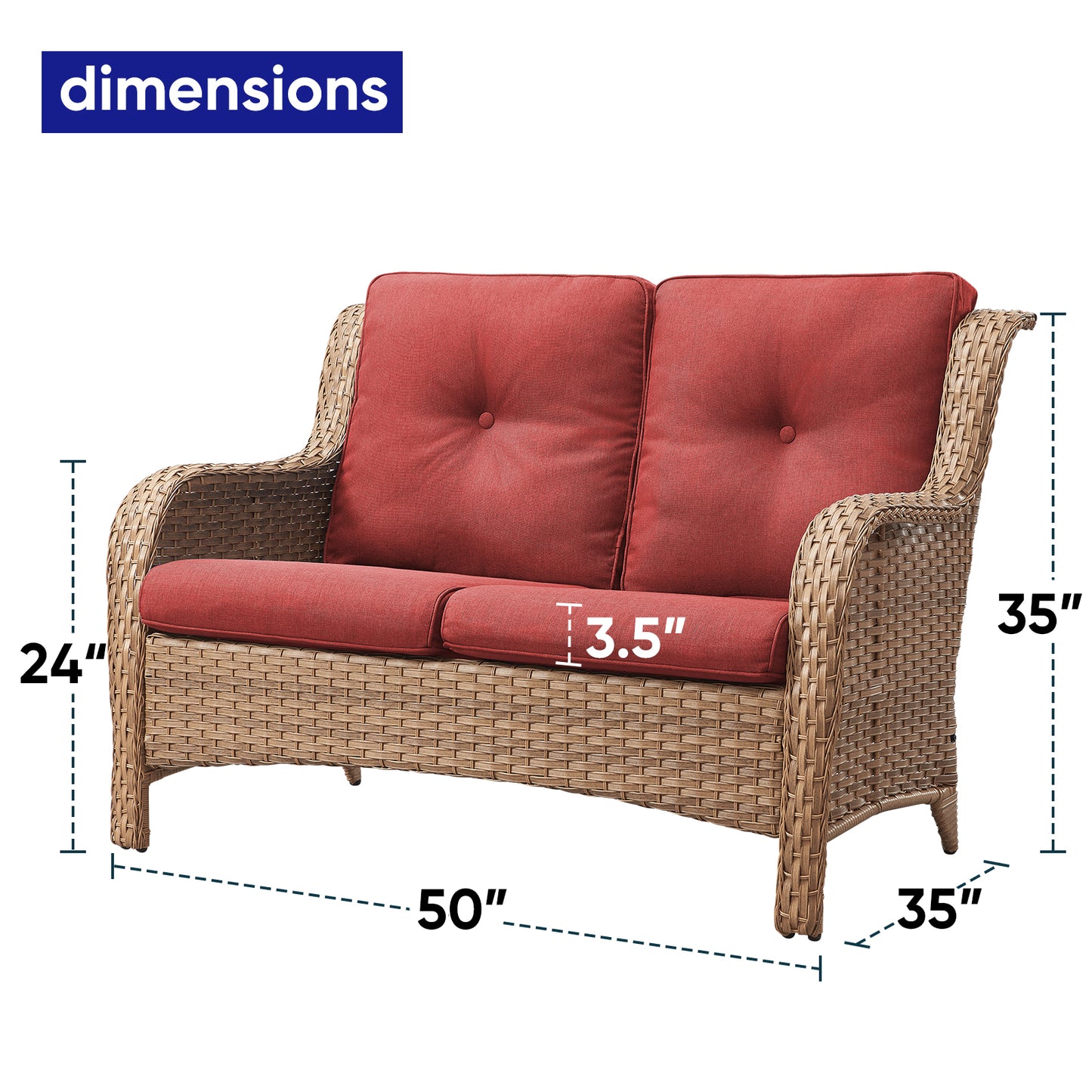 Save 50% - Outdoor PE Rattan Loveseat, NTC Series