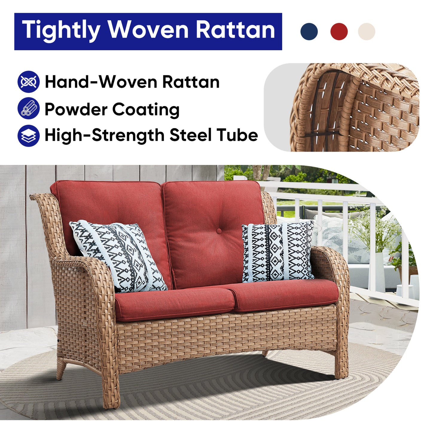 Save 50% - Outdoor PE Rattan Loveseat, NTC Series