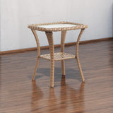 Save 50% - Outdoor PE Rattan Storage Side Table with Tempered Glass, NTC Series - Belord
