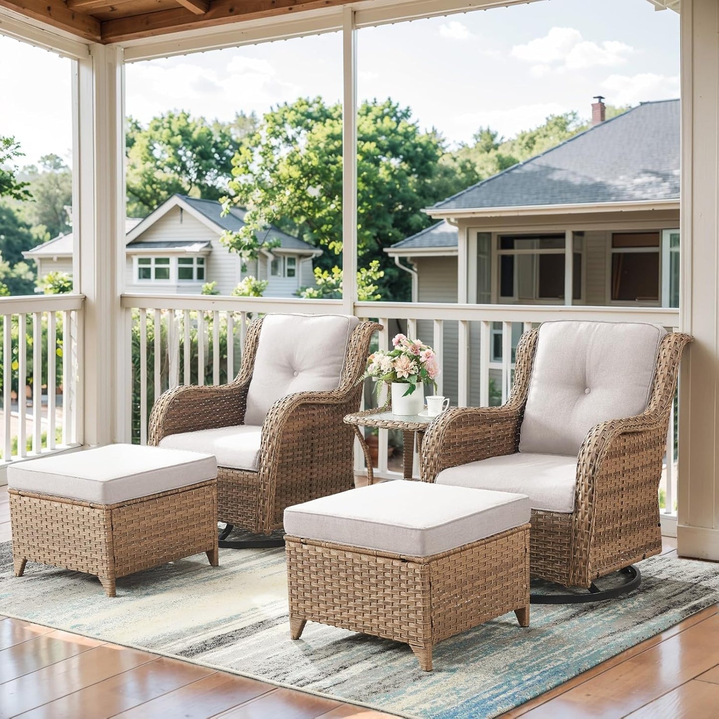 Outdoor PE Rattan Storage Side Table with Tempered Glass, NTC Series